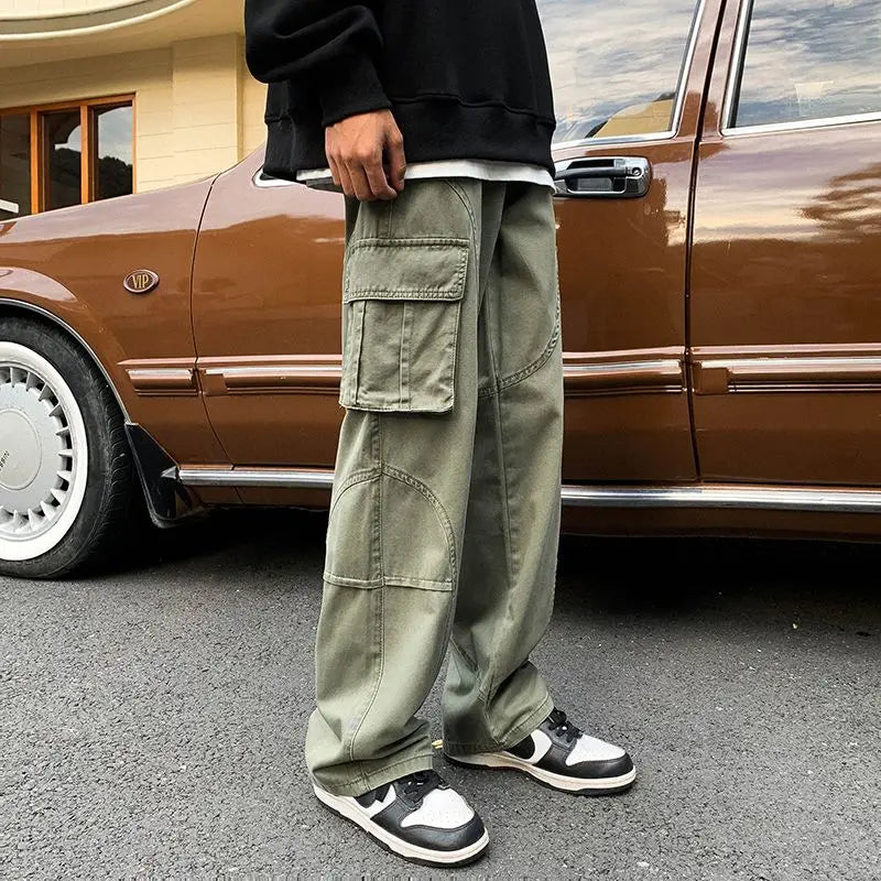 Aidase Harajuku Cargo Pants Men Autumn Winter Fashion Loose Straight Versatile Casual Pants New Vibe High Street Wide Leg Men Pants aidase-shop