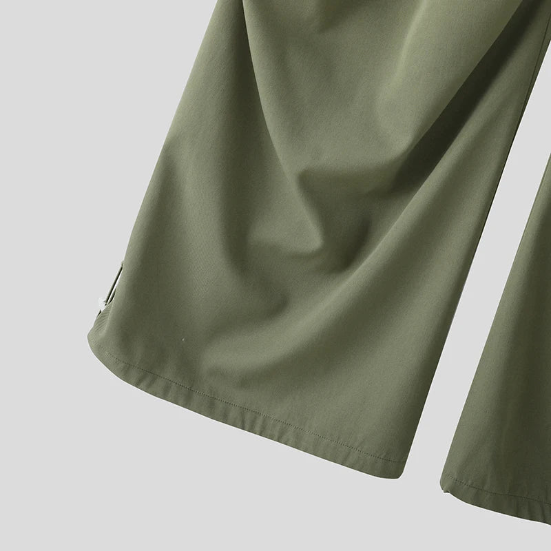 AIDASE  -  Men Cargo Pants Solid Color Drawstring Joggers Loose Casual Trousers Men Streetwear 2025 Fashion Male Long Pants S-5XL aidase-shop