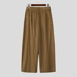 AIDASE  -  Men Pants Plaid Button Joggers Loose Casual Wide Leg Trousers Men Streetwear 2025 Pleated Oversize Fashion Long Pants aidase-shop