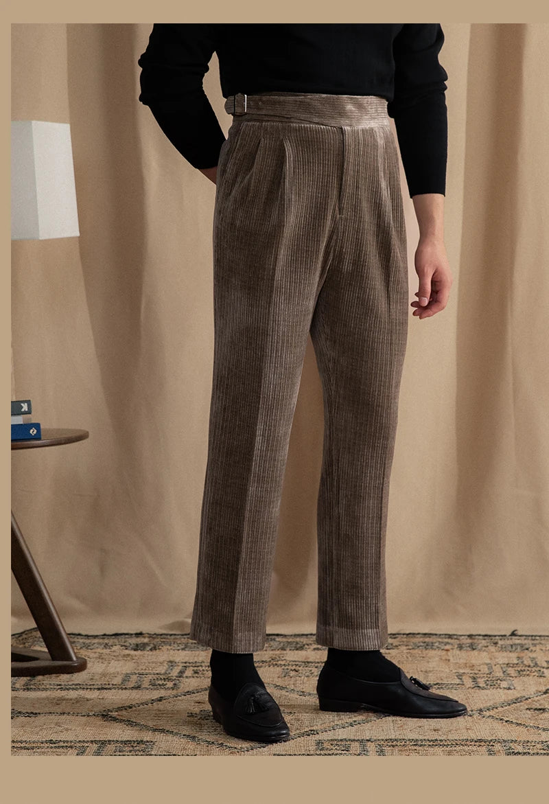Corduroy High Waist Office Warm Casual Pant Italian Busines Pant Top Quality Straight Trouser Pant For Men Pantalon Para Hombres aidase-shop