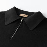 AIDASE  -  Spring Autumn Men's Turn-Down Collar Pullovers Long Sleeve Knitted Sweater Half Zipper Solid Casual Pullovers Man Loose Knitwear aidase-shop