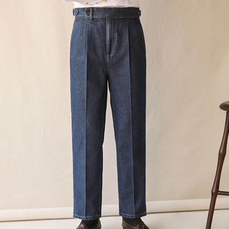 Aidase High Quality Men High Grade Casual Straight Tube Loose Washed Pant High Quality Jeans Men Dress Trouser Straight Leg Pant Naples aidase-shop