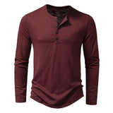 AIDASE  -  Spring Autumn Men Classic Casual Soild Color Shirt Men Fashion Tops Tees Men Slim Fit Long Sleeve Tshirt Tee Shirt aidase-shop