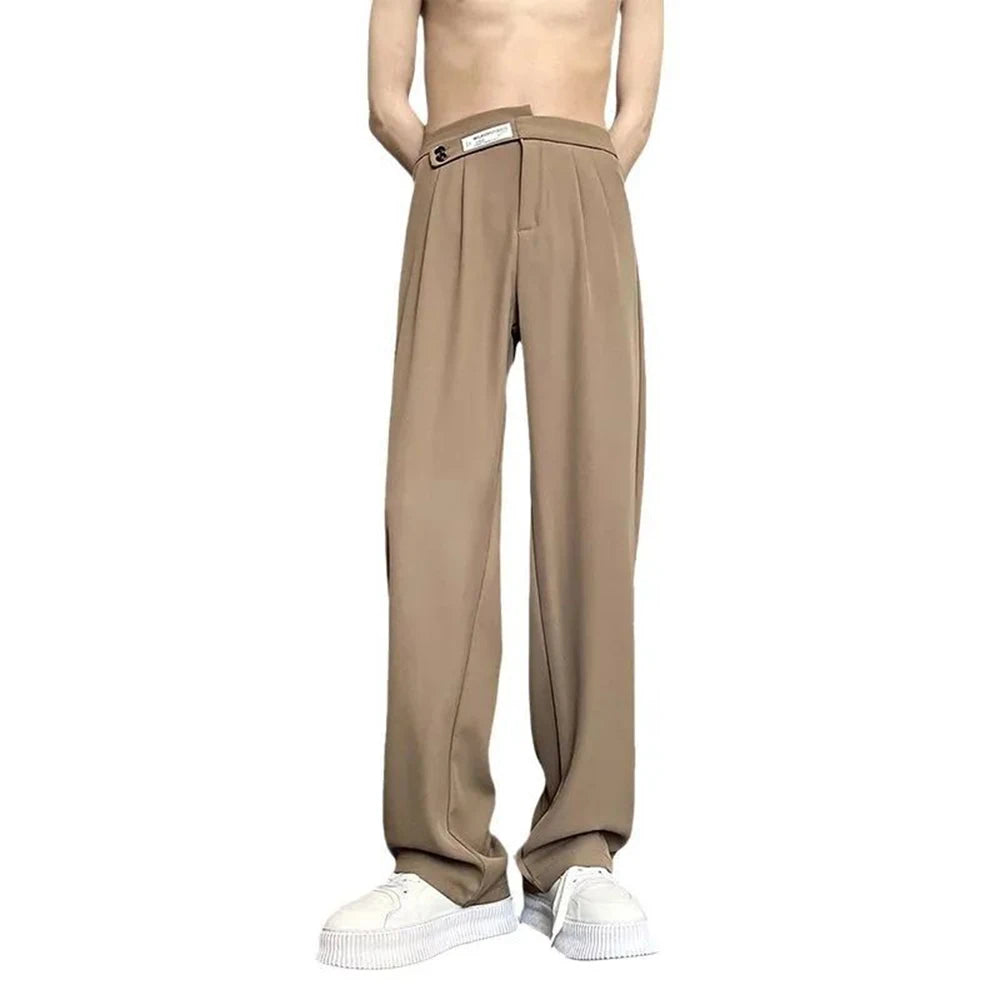 Aidase Suit Pants For Men Fashionable And Elegant Loose Straight Casual Pants British Style Solid Color High-Waisted Wide-Leg Pants aidase-shop