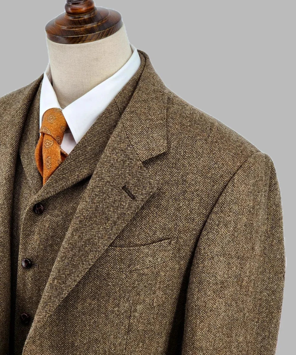 Aidase Brown Men Suits 3 Pieces For Wedding Custom Made Groom Wear Notched Lapel Slim Fit Tuxedos Business Jacket Pants Vest aidase-shop