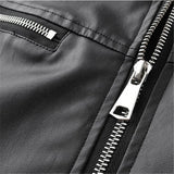 AIDASE  -  Spring High Quality Men's PU Leather Jacket Motorcycles Zipper Casual Stand Collar Leather Outwear Male Moto Biker Loose Coat aidase-shop