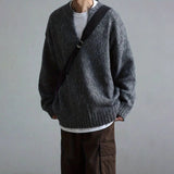 AIDASE  -  American Street Fashion Solid Color V-Neck Sweater Men Autumn And Winter Lazy Style High-End Casual Knitted Sweater Jacket Men aidase-shop