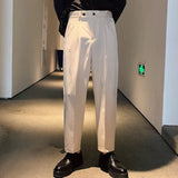 Aidase Hong Kong Style Summer Casual Pants Men Loose Straight Nine-point Pants Korean Style Casual Versatile Iron-free Suit aidase-shop