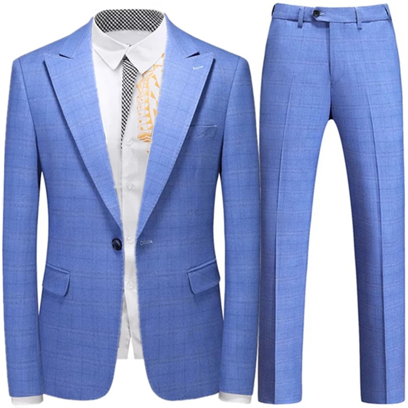 Aidase Fashion New Men Leisure Boutique Business Plaid Striped Suit Vest Pants 3 Pcs Set Casual Dress Blazers Jacket Coat Trosers aidase-shop