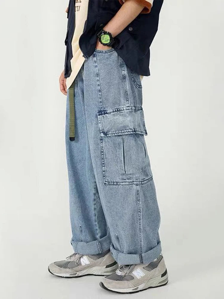Aidase Baggy Jeans Trousers Male Denim Pants Black Wide Leg Pants Men's Jeans Loose Casual Korean Streetwear Hip Hop Harajuku aidase-shop