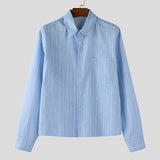 AIDASE  -  Men Striped Shirt Lapel Long Sleeve Button Autumn Casual Men Clothing Loose 2025 Streetwear Korean Style Fashion Shirts aidase-shop