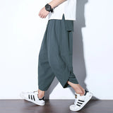 Aidase Summer Calf Length Pants Men Casual Loose Chinese Style Elastic Waist Linen Pant Man aidase-shop