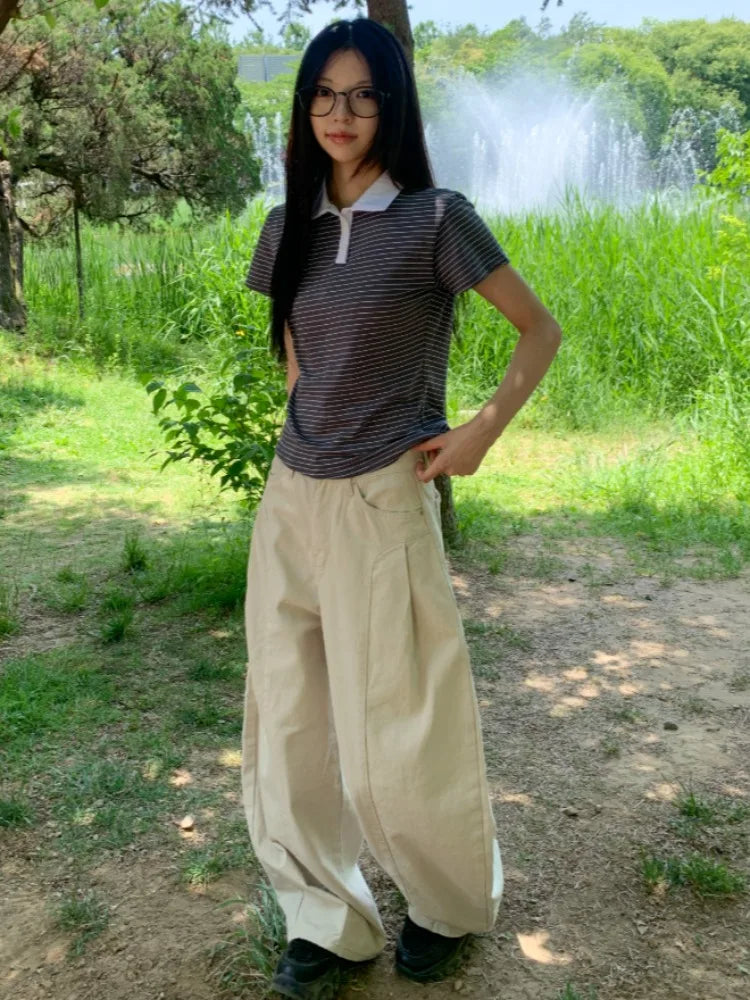 AIDASE  -  Women's High Waist Wide Leg Jeans 2025 New Korean Design Faionable Folded Knife Long Pants Versatile Sli Spring Autumn aidase-shop