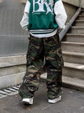 New Designer Famous Brand Trendy Camouflage Casual Spring Autumn High Waist Loose Sports Overalls Cargo Pants Men aidase-shop