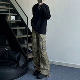 Aidase Mens Y2k American Retro Pocket Camouflage Straight Pants Genderless Trendy Hip-Hop Workwear Style Loose Wide-Leg Pants Unisex aidase-shop