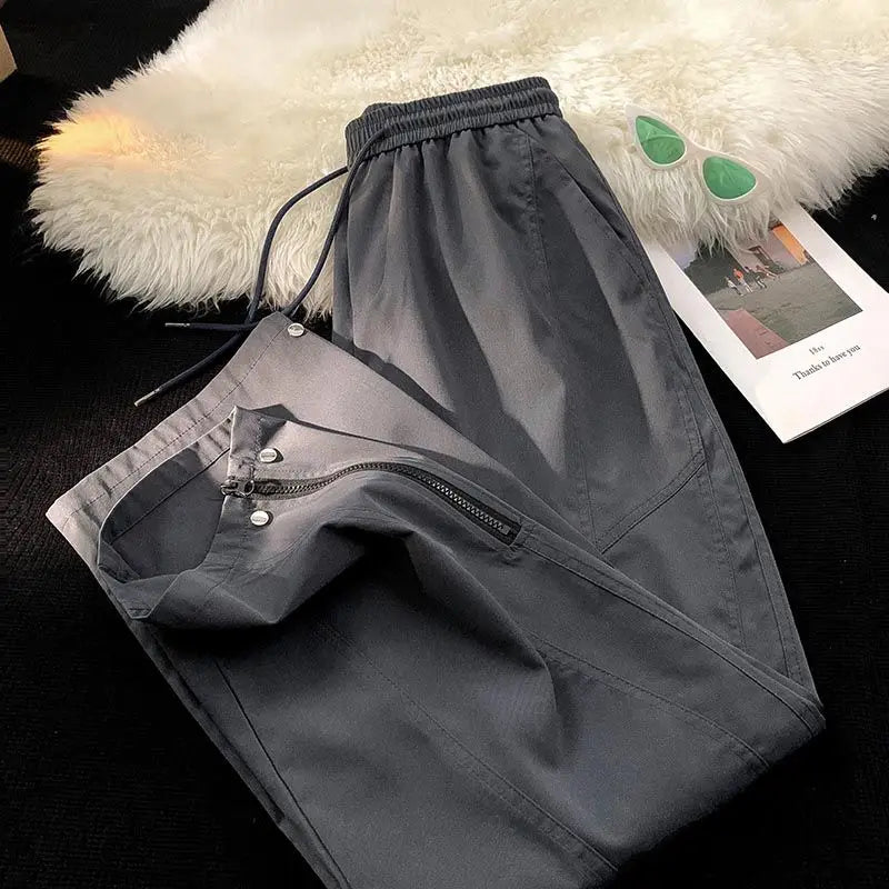 Aidase American Vibe Style Zipper Overalls Men in Spring Autumn High Street Japanese Wide-leg Fashion Trend Loose Straight Casual Pants aidase-shop