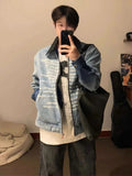 AIDASE  -  Men's Clothing Vintage Letter Zipper Denim Jacket Men's Spring And Fall Design Lapel Washed Biker Jacket Outerwears Coats Y2k aidase-shop