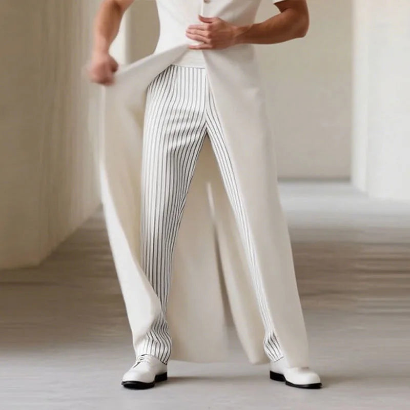 AIDASE  -  Men Striped Pants Elastic Waist Joggers Loose Casual Trousers Men Streetwear 2025 Fashion Male Straight Long Pants S-5XL aidase-shop