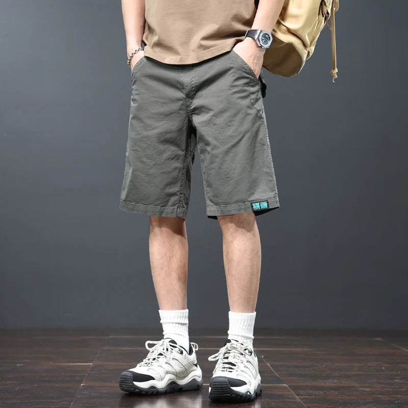 Aidase Washed Cotton Retro Summer American Heavyweight Workwear Shorts Men Blank Basic Slim Fit Casual Cargo Half Pants Cool Youth Male aidase-shop