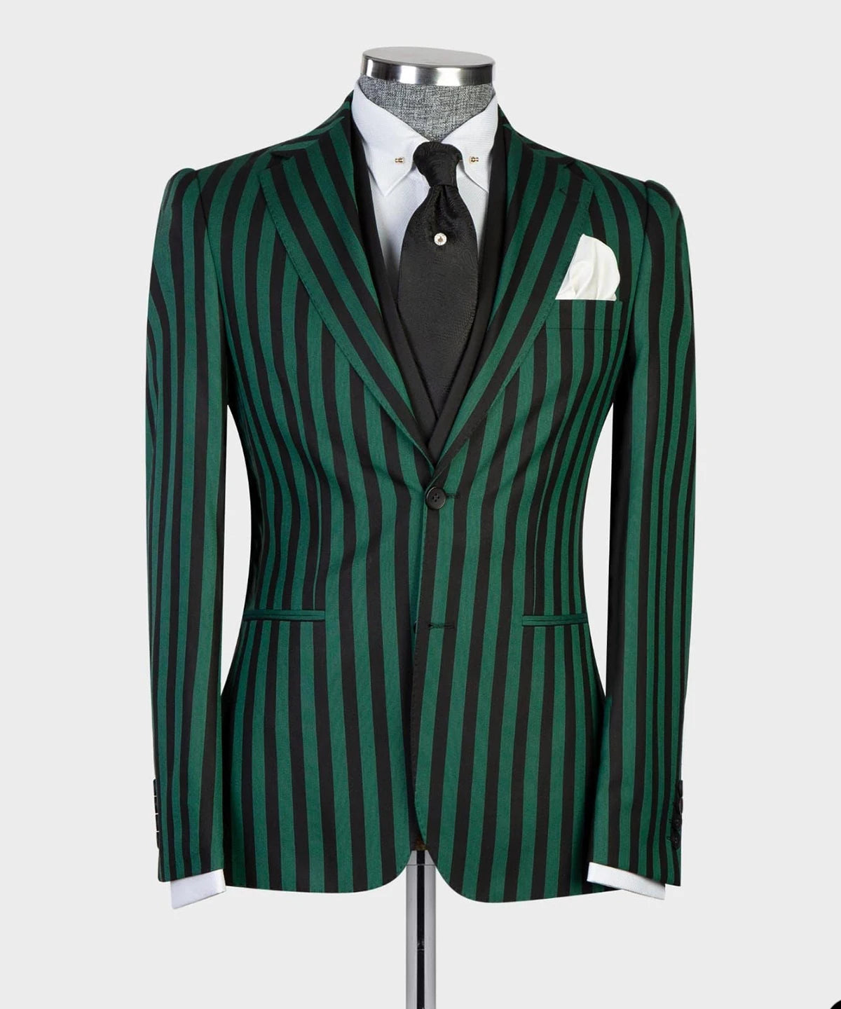 =Aidase Men's Suit 3 Pieces Blazer Vest Pants Peaked Lapel Single Breasted Tuxedo Wedding Groom Pinstripes Formal Tailored Costume Homme aidase-shop