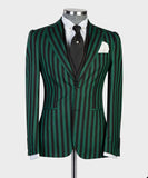 Aidase Men's Suit 3 Pieces Blazer Vest Pants Peaked Lapel Single Breasted Tuxedo Wedding Groom Pinstripes Formal Tailored Costume Homme aidase-shop