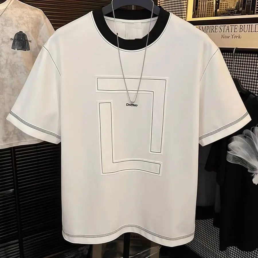 AIDASE  -  Men's Clothing Summer Men's Personalized Round Neck Simple Luxury Breathable T-Shirt Comfortable Lightweight Custom Design aidase-shop