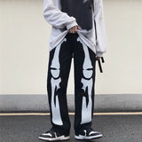 Aidase Trousers With Print White Jeans For Men Skeleton Straight Male Cowboy Pants Designer Comfortable 2024 Korean Autumn Harajuku aidase-shop