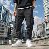 AIDASE  -  Summer Casual Loose Trousers Men Fashion Pure Color Drawstring Patchwork Pants Stylish Mens Multi Pockets Cargo Pants Streetwear aidase-shop