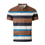 AIDASE  -  New Summer Men's Striped Polo Shirts Fashion Lapel Button Short Sleeve Sports Polos Classics Business Casual Tops Male Tees aidase-shop