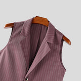 AIDASE  -  Men Striped Sets Lapel Sleeveless Vests & Pants Two Pieces Sets Streetwear Elegant 2025 Fashion Casual Men's Suits S-5XL aidase-shop
