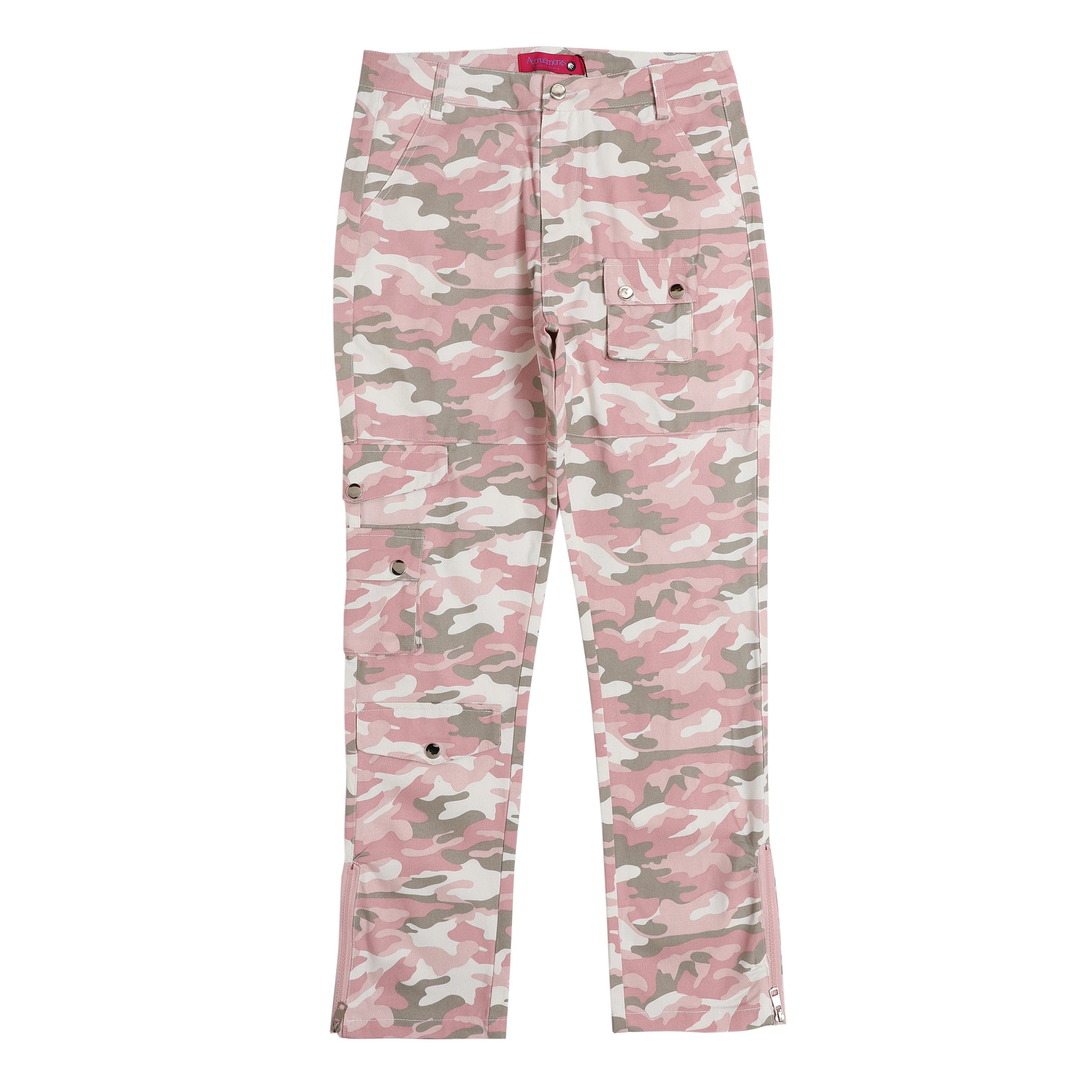 Aidase Fashion Streetwear Pink Camouflage Cargo Pants Hip Hop Multi-pocket Zip Up Trousers Flared Men Y2k Slim Fit Casual Pants Baggy aidase-shop