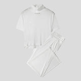 AIDASE  -  Men Sets Mesh See Through Sexy Turtleneck Short Sleeve T Shirt & Pants 2PCS Streetwear Summer 2025 Fashion Men's Suits aidase-shop