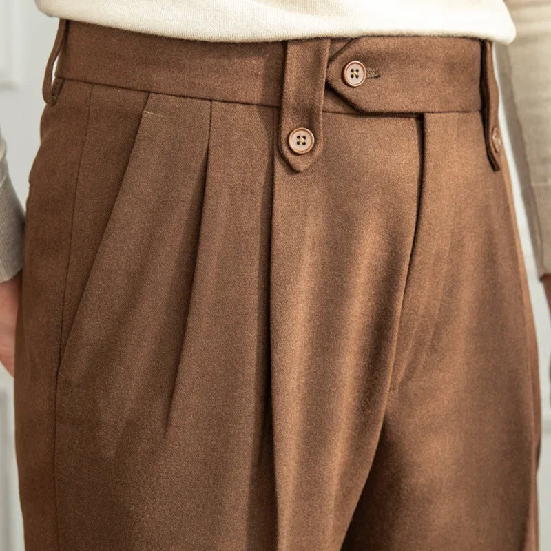 Aidase British Winter High Waist Casual Men Straight Pants High Quality Versatile Slim Long Pants Men Fashion Clothes Office Trousers aidase-shop