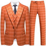 Aidase Fashion New Men Leisure Boutique Business Plaid Striped Suit Vest Pants 3 Pcs Set Casual Dress Blazers Jacket Coat Trosers aidase-shop