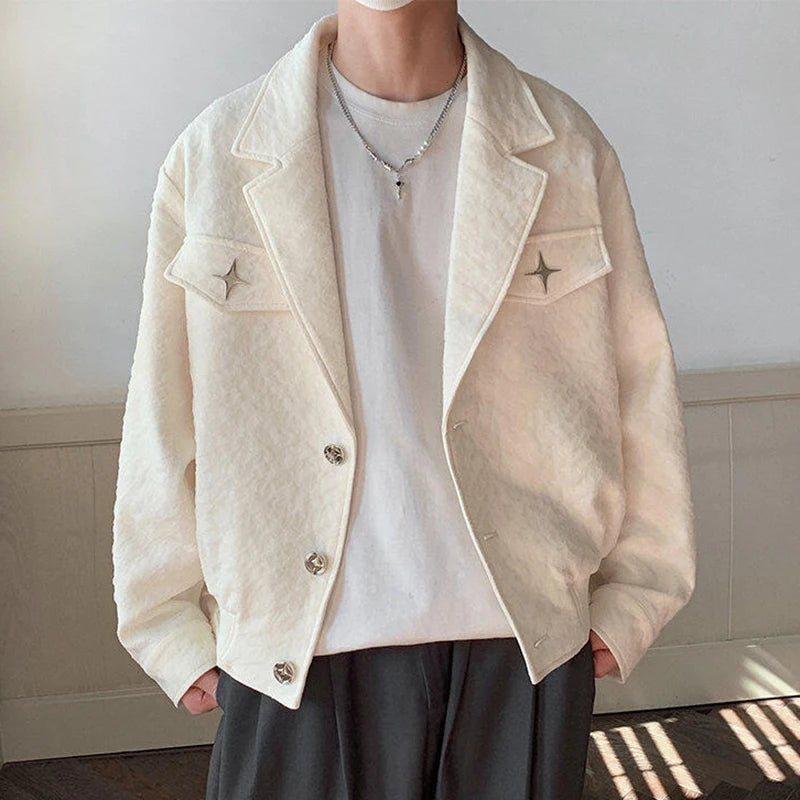 AIDASE  -  American Style Men Jacket Trendy All-match Long Sleeve Single-breasted Coats Simpel Metal Decoration Loose Clothes 21E6722 aidase-shop