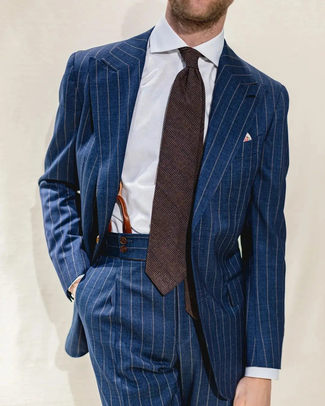 Aidase Navy Blue Stripe Men Suits 2 Pieces Blazer Jacket Pants Tailored Single Breasted Fashion Formal Business Groom Causal Prom aidase-shop