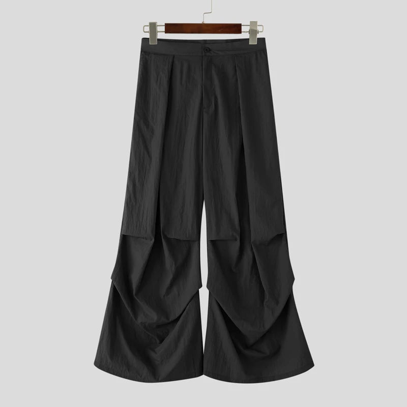 AIDASE  -  2025 Men Wide Leg Pants Joggers Elastic Waist Pleated Trousers Men Streetwear Oversize Korean Style Fashion Long Pants aidase-shop