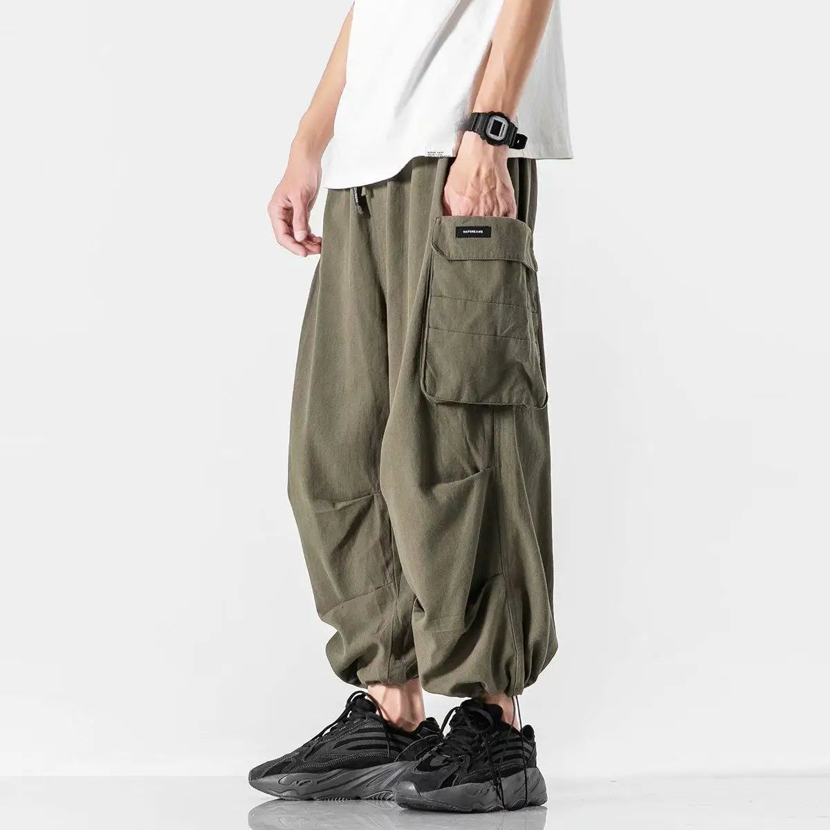 Aidase Harajuku Y2k Baggy Cargo Pants Joggers Streetwear Ankle-Length Casual Harem Long Trousers Men Wide Leg Oversize 2024 New aidase-shop