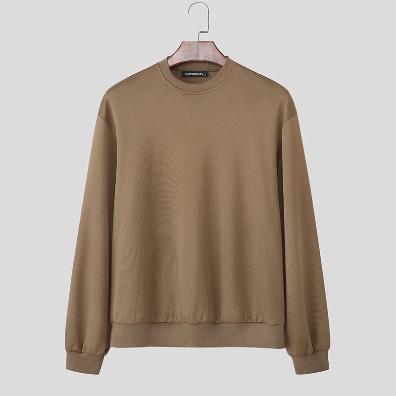 AIDASE  -  Men Hoodies O-neck Long Sleeve Streetwear Loose Casual Male Sweatshirts 2025 Fashion Solid Color Men Clothing Pullovers aidase-shop