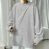 AIDASE  -  Spring Autumn Striped T-Shirts Men Round Neck Long Sleeve Loose Casual Tshirt Male Streetwear Tees Fashion Tops Plus Size aidase-shop