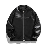 AIDASE  -  Spring High Quality Men's PU Leather Jacket Motorcycles Zipper Casual Stand Collar Leather Outwear Male Moto Biker Loose Coat aidase-shop
