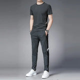 Aidase Men's Top Pants Sets Fashion Sports Suits Kpop Sweatpants Xl Clothing Cool No Logo Man T Shirt Polyester Slim Fit Chic Tracksuit aidase-shop