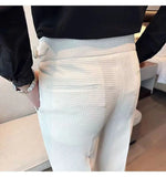 Aidase Fashion Slim Fit Waffle Pencil Pants Men Naples Suit Pant High Waist Button Business Casual Trousers High Quality Korean Pants aidase-shop