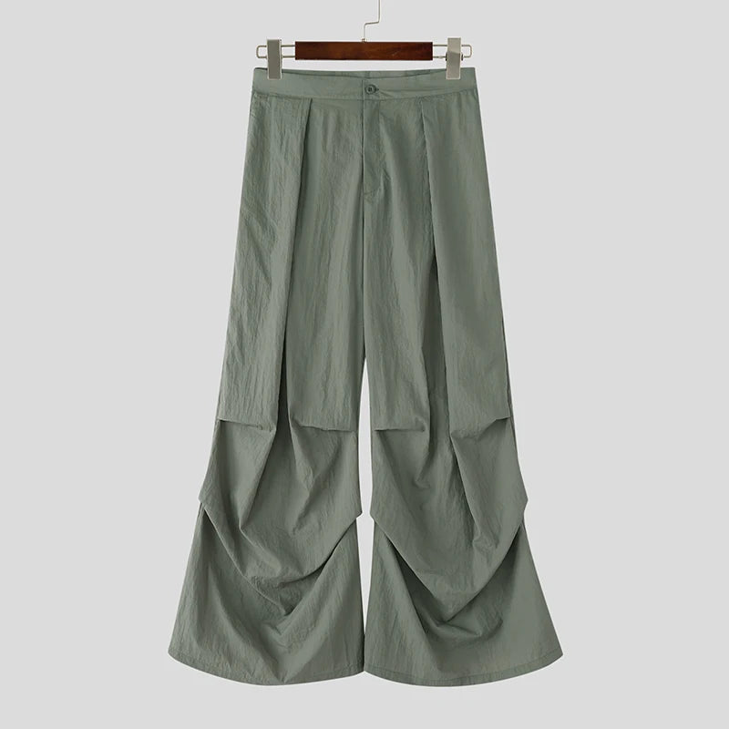 AIDASE  -  2025 Men Wide Leg Pants Joggers Elastic Waist Pleated Trousers Men Streetwear Oversize Korean Style Fashion Long Pants aidase-shop