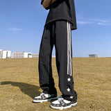 Aidase American Quick-drying Sports Casual Pants Men Korean Style Trendy High Street Overalls Loose Straight Striped Long Pants Chic aidase-shop