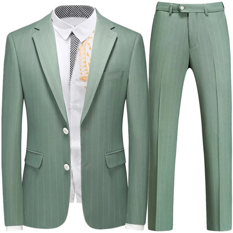 Aidase Fashion New Men Leisure Boutique Business Plaid Striped Suit Vest Pants 3 Pcs Set Casual Dress Blazers Jacket Coat Trosers aidase-shop