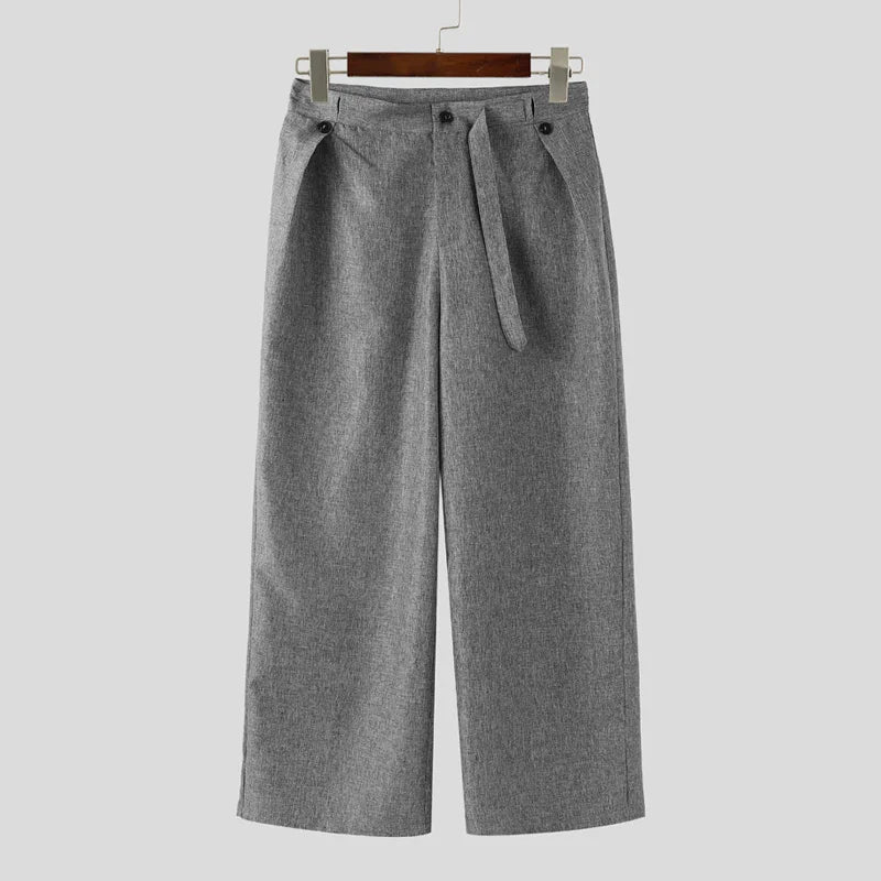 AIDASE  -  Men Pants Solid Color Loose Button Joggers Casual Straight Trousers Men Streetwear 2025 Fashion Male Long Pants S-5XL aidase-shop