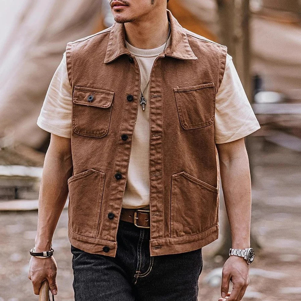 AIDASE  -  Four Seasons Mens Low-Luxury Tough Retro Multi-Pocket Hunting Vest Cargo Camping Outdoor Pocket Multi-Functional Men Dress Cargo aidase-shop