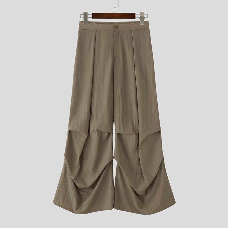 AIDASE  -  2025 Men Wide Leg Pants Joggers Elastic Waist Pleated Trousers Men Streetwear Oversize Korean Style Fashion Long Pants aidase-shop