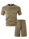 AIDASE  -  Men Suede Casual Sport Short Sleeve T Shirt Set aidase-shop